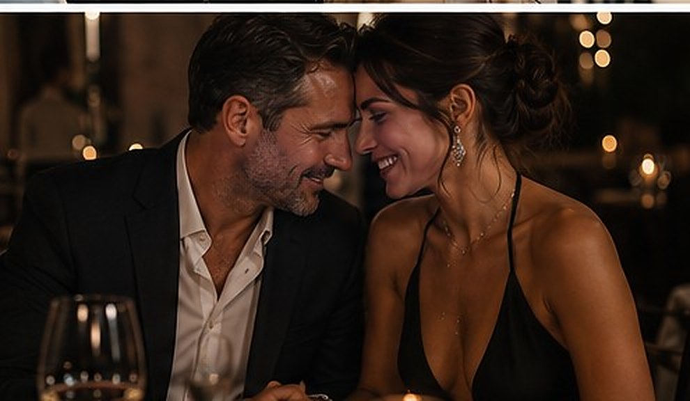 A couple at an intimate dinner